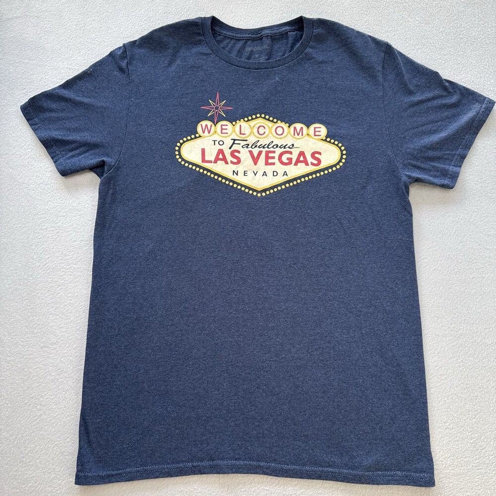 Camp David Las Vegas Nevada T-Shirt Size M Navy Welcome Sign Souvenir Tee